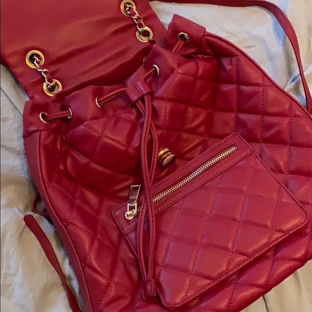 Red Quilted Backpack - Picture 3 of 4